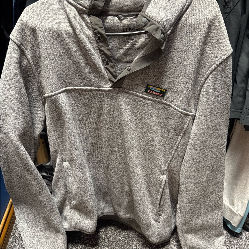 L.L. Bean Heather Gray Fleece Pullover